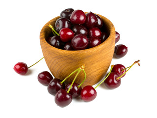 cherry in a wooden bowl