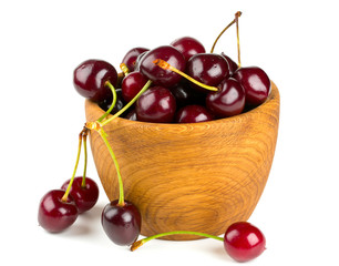 cherry in a wooden bowl