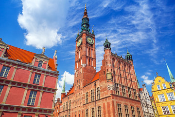 Fototapeta premium Architecture of historical city hall in Gdansk, Poland