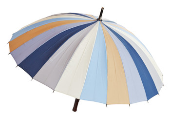above view of open striped multicolored umbrella