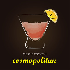Cosmopolitan Cocktail in authentic glass
