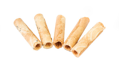 Thai dessert, Roll wafer isolated on white background
