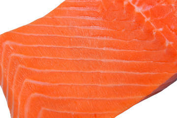 Salmon steak red fish on white
