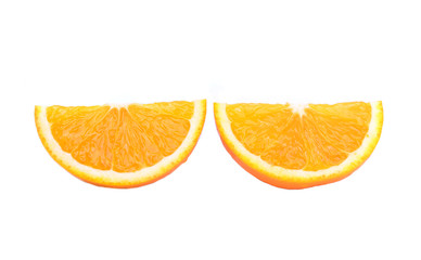 Slice of fresh orange isolated on white background