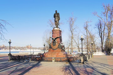 Fototapeta na wymiar Monument of Alexander III in Irkutsk, Russia