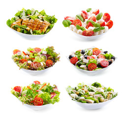 set of varioust salads
