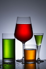 Colors of alcohol in glass