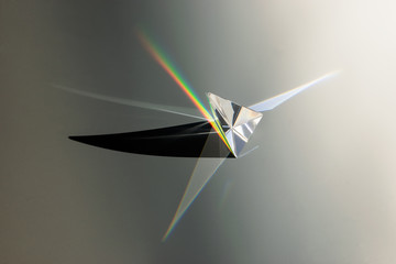 glass prism with spectrum and shadow - obrazy, fototapety, plakaty