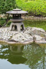 stone pagoda in japanese garden