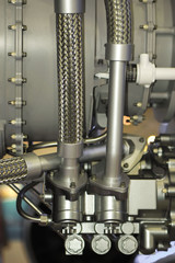 hydraulic valves on a large aviation machine