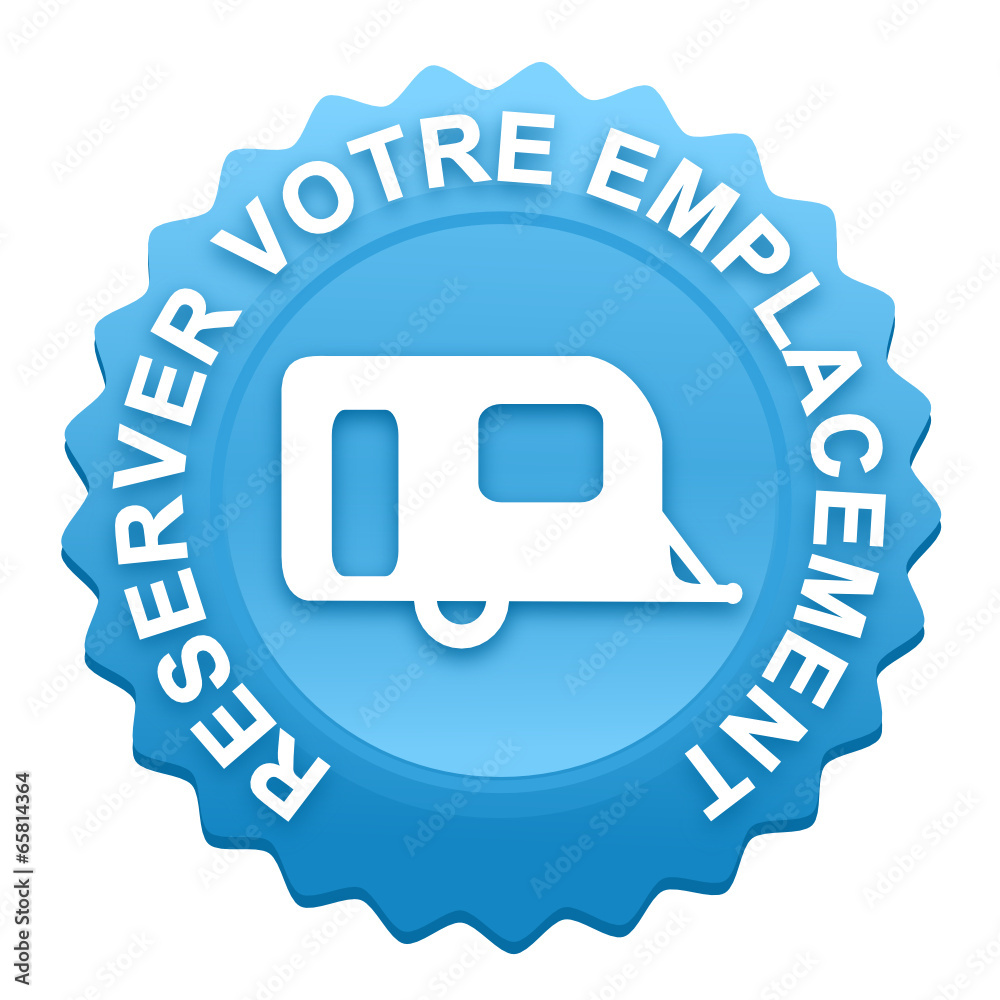 Sticker réserver votre emplacement sur bouton web denté bleu