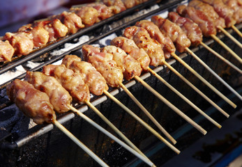 pork grill in thai food in sun light