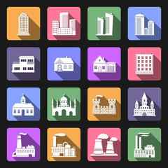 Building flat icons set