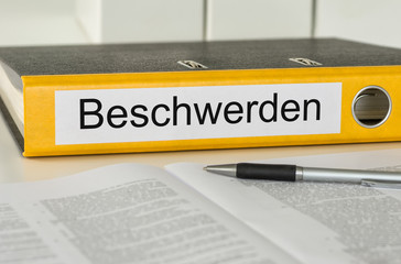 Aktenordner mit der Beschriftung Beschwerden
