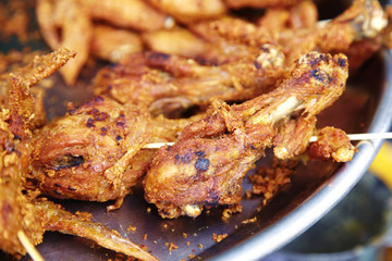 close up chicken fried in thai food