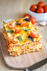 Lasagna with cherry tomatoes