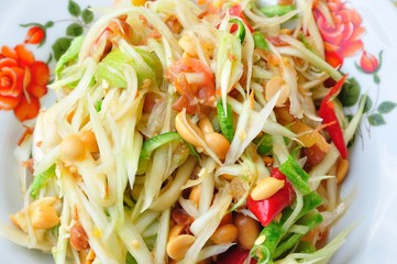 Green papaya salad Thai cuisine spicy delicious