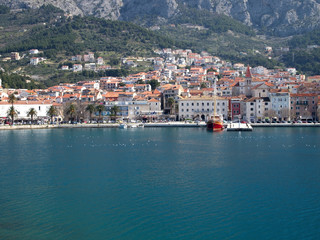Fototapeta na wymiar Makarska city from the sea