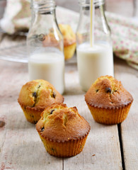 Chocolate chips muffins with milk