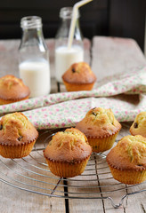Chocolate chips muffins with milk