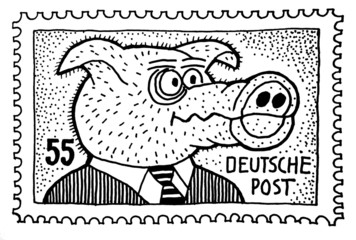 Schweinskopf auf Briefmarke