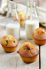 Chocolate chips muffins with milk