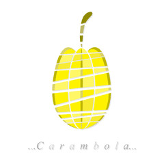 Vector of fruit, carambola icon on isolated white background