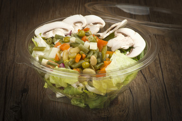 Fresh salad with various vegetable ready take away