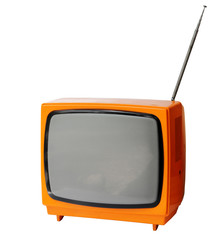 Vintage analog television isolated over with clipping path.
