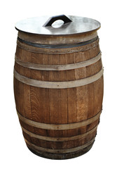 Fototapeta premium Old wood barrel isolated with clipping path