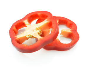 Sliced red pepper isolated on white