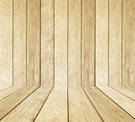 Wooden room in perspective view, grunge background.