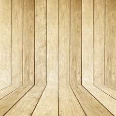 Wooden room in perspective view, grunge background.