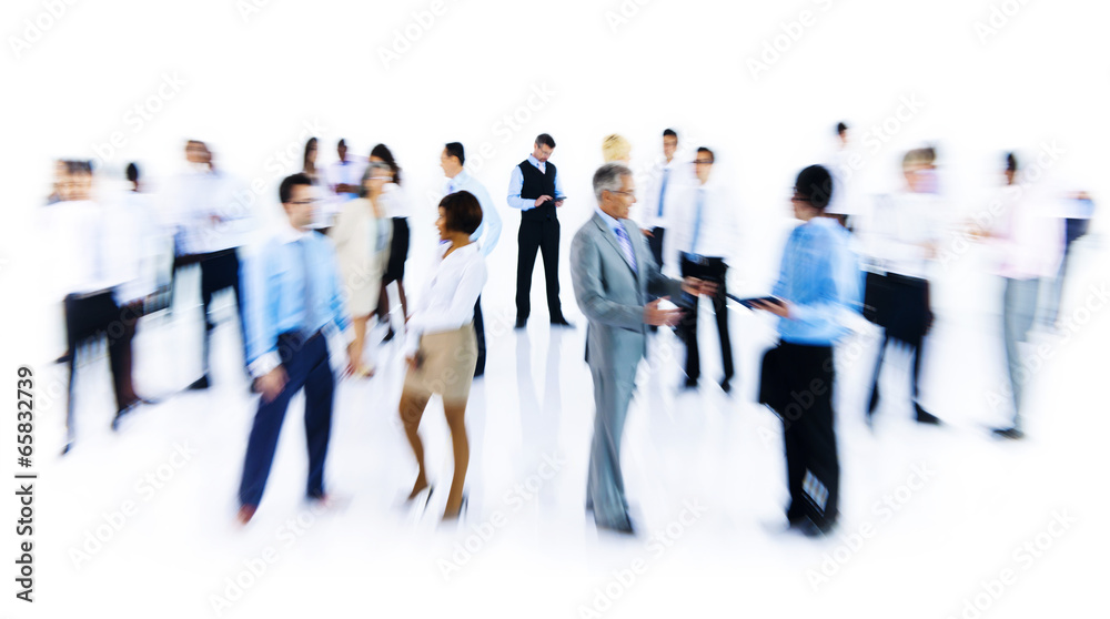 Poster Group Of Business People Working Blurred Motion