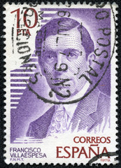 stamp printed in Spain shows Francisco Villaespesa