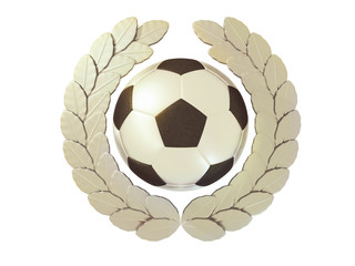 Silver Soccer ball in silver Laurel wreath