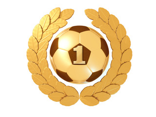 Golden Soccer ball with figure 1 in a gold Laurel wreath