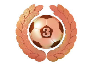 Soccer ball with the number 3 in the bronze Laurel wreath