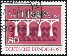 stamp printed in the Germany shows Bridge over Water