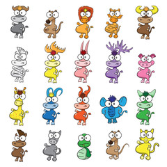 Obraz premium vector illustration of different wild animals cartoons