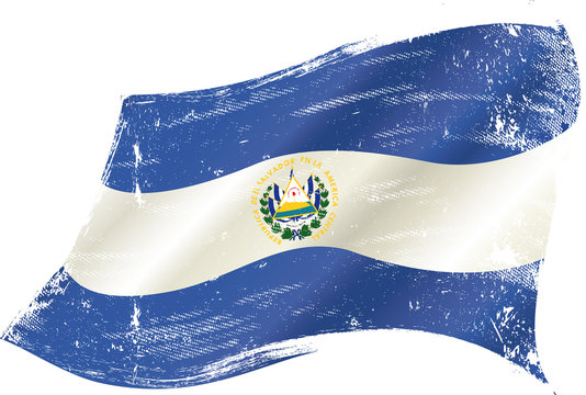 waving Salvadoran grunge flag