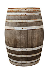 Old wood barrel isolated with clipping path