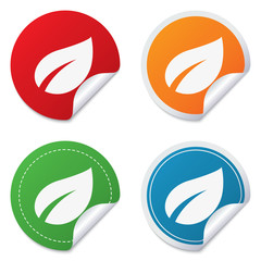 Leaf sign icon. Fresh product symbol.