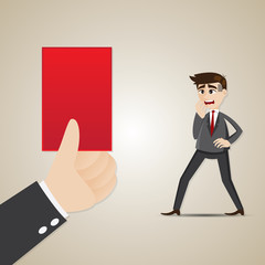 cartoon businessman with red card