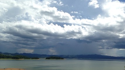 rainy cloud behind the mountain