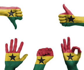 Hand set with the flag of Ghana