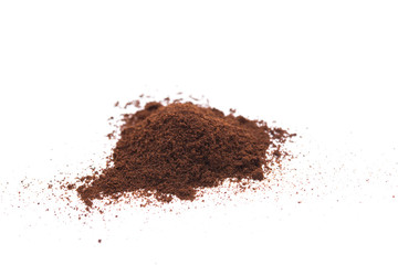 coffee powder on a white background