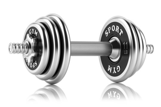 Steel dumbbell isolated on white background. 3D