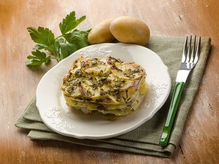 cake with chicken and potatoes