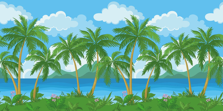 Exotic seamless tropical sea landscape